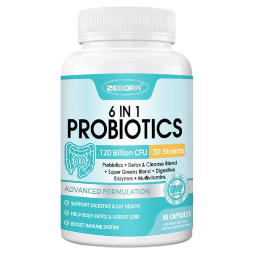 ZEBORA Probiotics for Women-Men Digestive Health with 120 Billion CFUs, Mens-Womens
