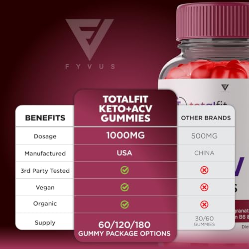 (2 Pack) Total Fit Keto ACV Gummies Advanced Apple Cider Vinegar Supplement Reviews Fyvus