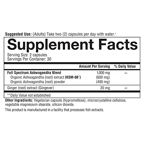 Youtheory ashwagandha Capsule, Helps Maintain Normal cortisol Level, Helps Reduce