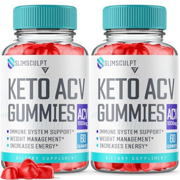 (2 Pack) Slimsculpt Keto ACV Gummies, Slim Sculpt Keto Gummies Drops Advanced Apple