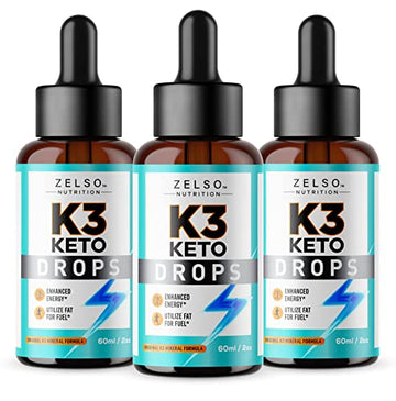 (3 Pack) K3 Keto Drops for Weight Loss - Fat Burner & Metabolism Booster | Advanced Keto