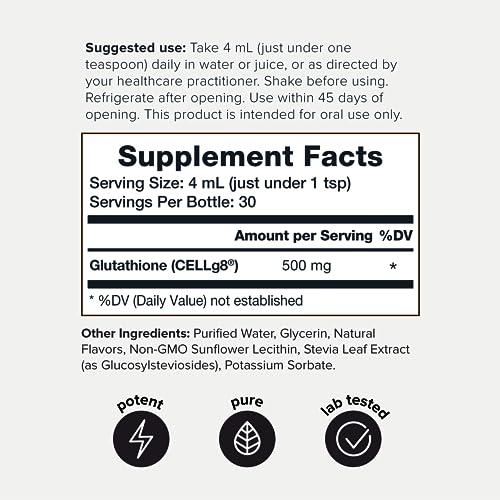 Lab Tested Ultra Bioavailable Liposomal Glutathione - 4 fl. oz Mixable Wild Berry Natural