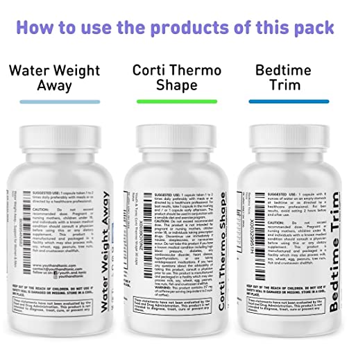 Youth & Tonic Shred Sculpt Lean 3 x Diet Pills w Water Weight Away & Cortithermo Shape Youth & Tonic