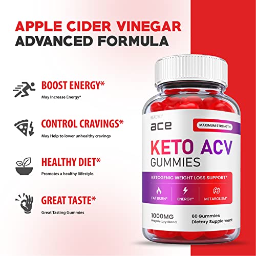 (3 Pack) Ace Keto Gummies - Official Formula, Vegan - Ace Keto ACV Gummies, Keto Ace Gummies Healthly
