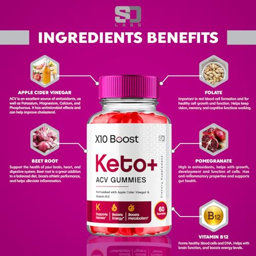 (2 Pack) X10 Boost Keto ACV Gummies Advanced Weight Loss, X10 Boost Keto S.O Labs