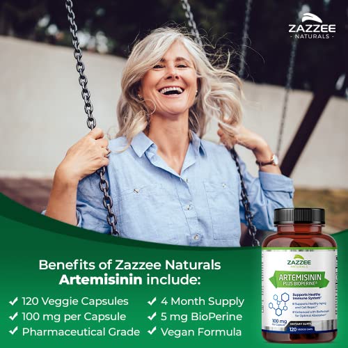 Zazzee High Absorption Artemisinin, 100 mg per Capsule, 120 Vegan Capsules, with 5 mg Zazzee