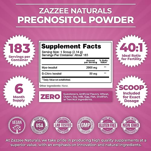 Zazzee PREGNOSITOL Powder and Extra Strength Prenatal DHA Zazzee