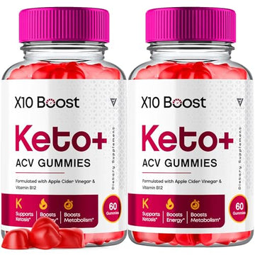 (2 Pack) X10 Boost Keto ACV Gummies, X10 Keto Boost Gummies Advanced Weight Loss