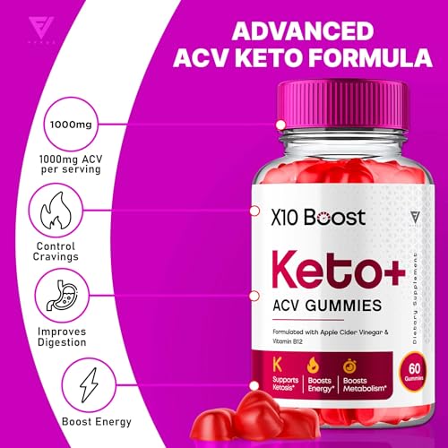 (2 Pack) X10 Boost Keto ACV Gummies, X10 Keto Boost Gummies Advanced Weight Loss Fyvus