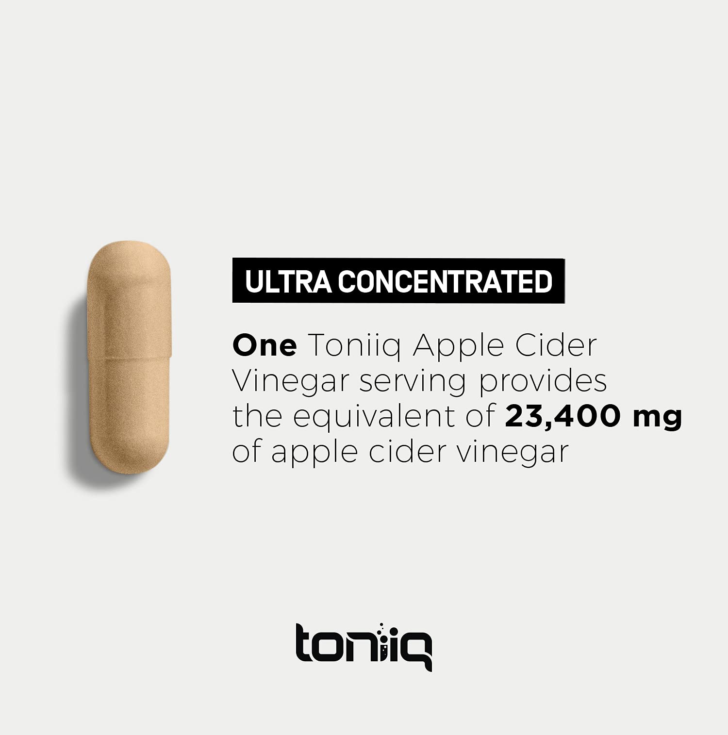 Toniiq 20% Acetic Acid Ultra High Strength Non-GMO Apple Cider Vinegar Capsules