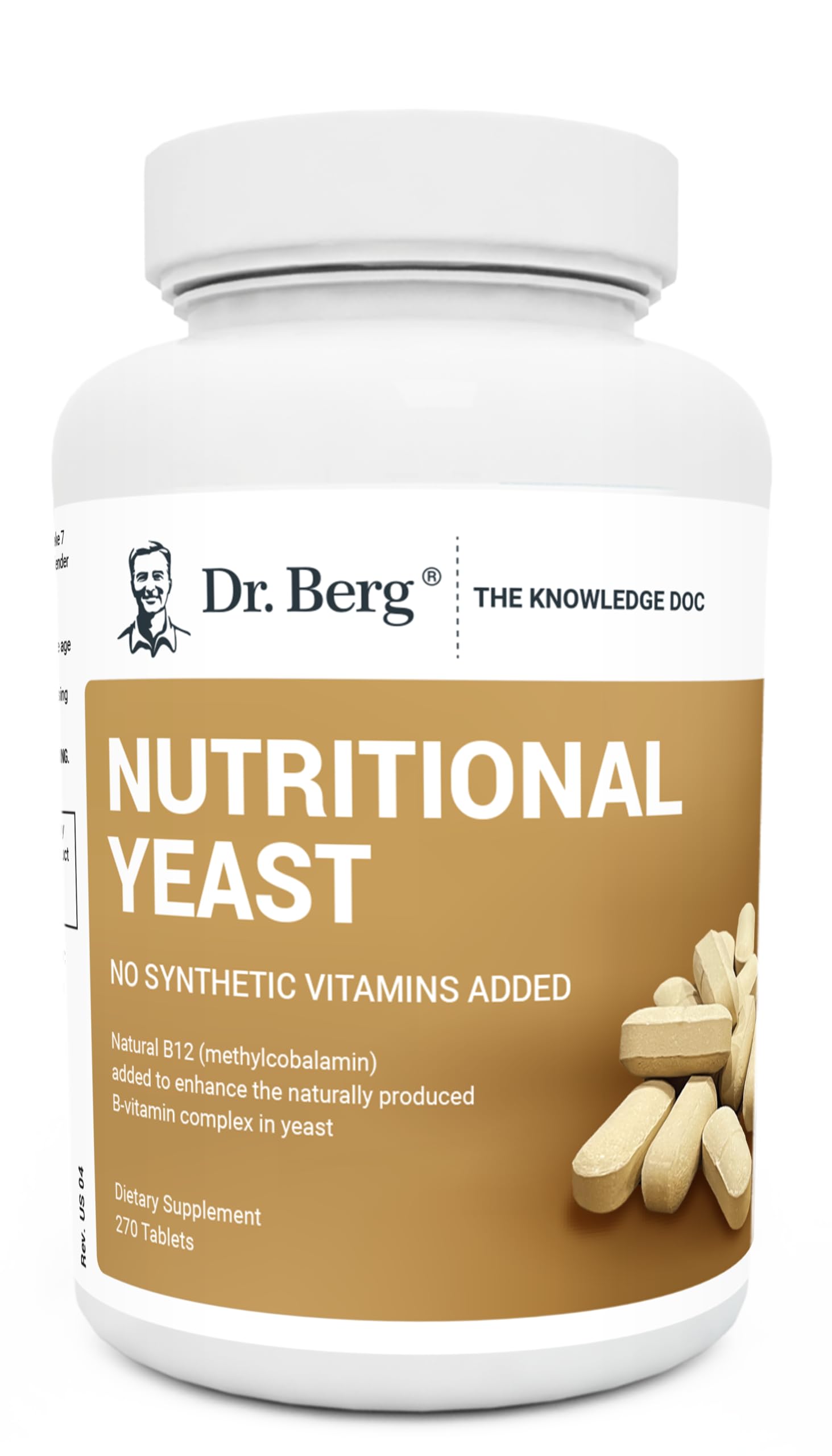 Dr. Berg Nutritional Yeast Tablets – Natural B12 Added - All 8 B Vitamin Complex – Organic