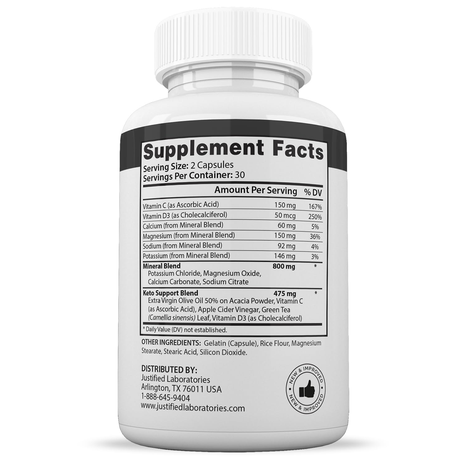 (2 Pack) Optimal Max Keto Pills 1275MG New & Improved Formula Contains Apple Cider Justified Laboratories