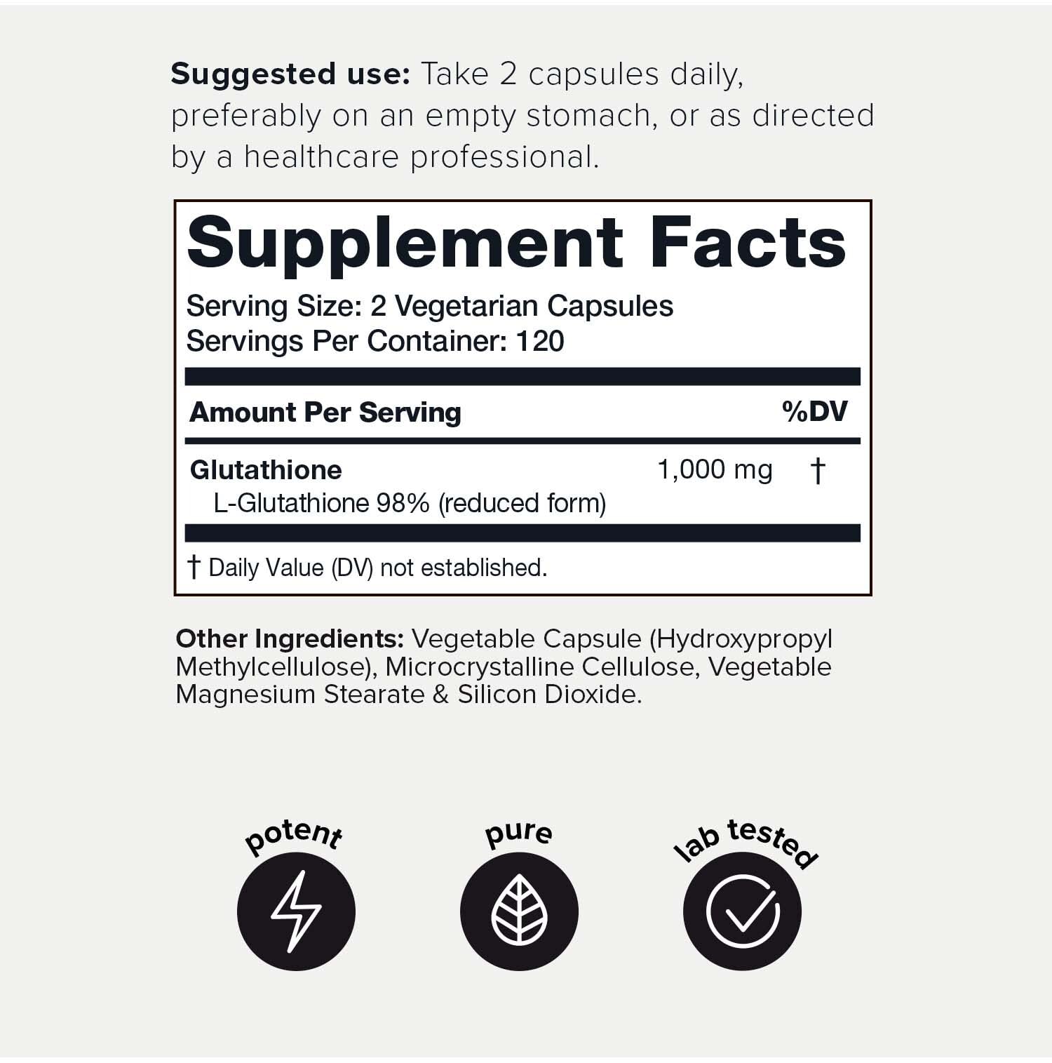 Toniiq Ultra High Strength Glutathione Capsules - 1000mg Concentrated Formula - 98%+