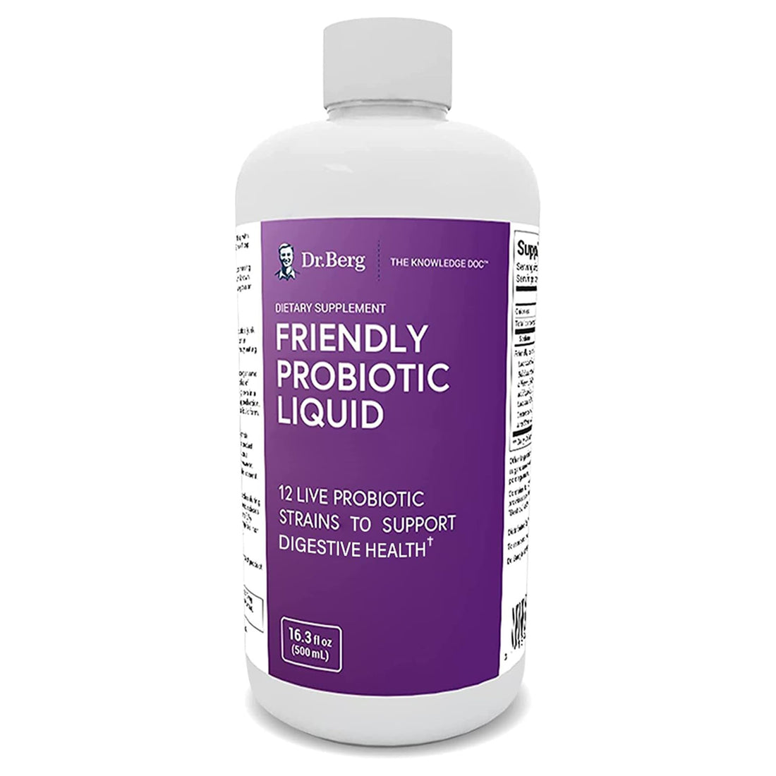 Dr. Berg's Friendly Probiotic Liquid Supplement Drink Mix w/ 12 Live Probiotics Strains