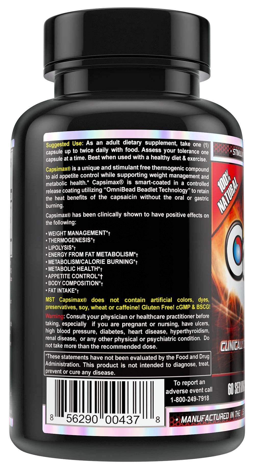 MST Capsimax Supplement 100mg V Capsules, 60 Servings Clinically Dosed Weight Management MST