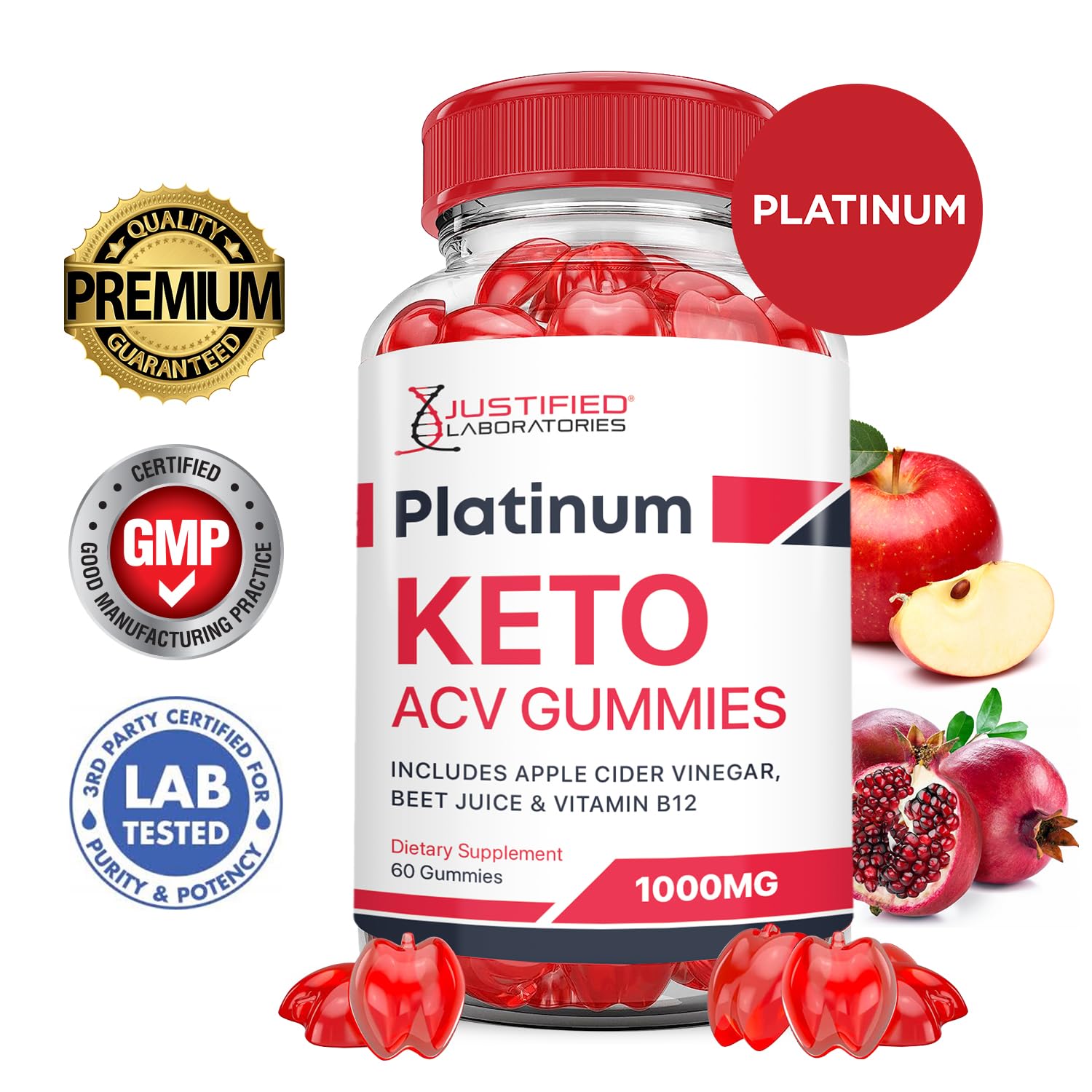 (2 Pack) Platinum Keto ACV Gummies Advanced Formula 1000MG Platinum Keto Gummies Justified Laboratories