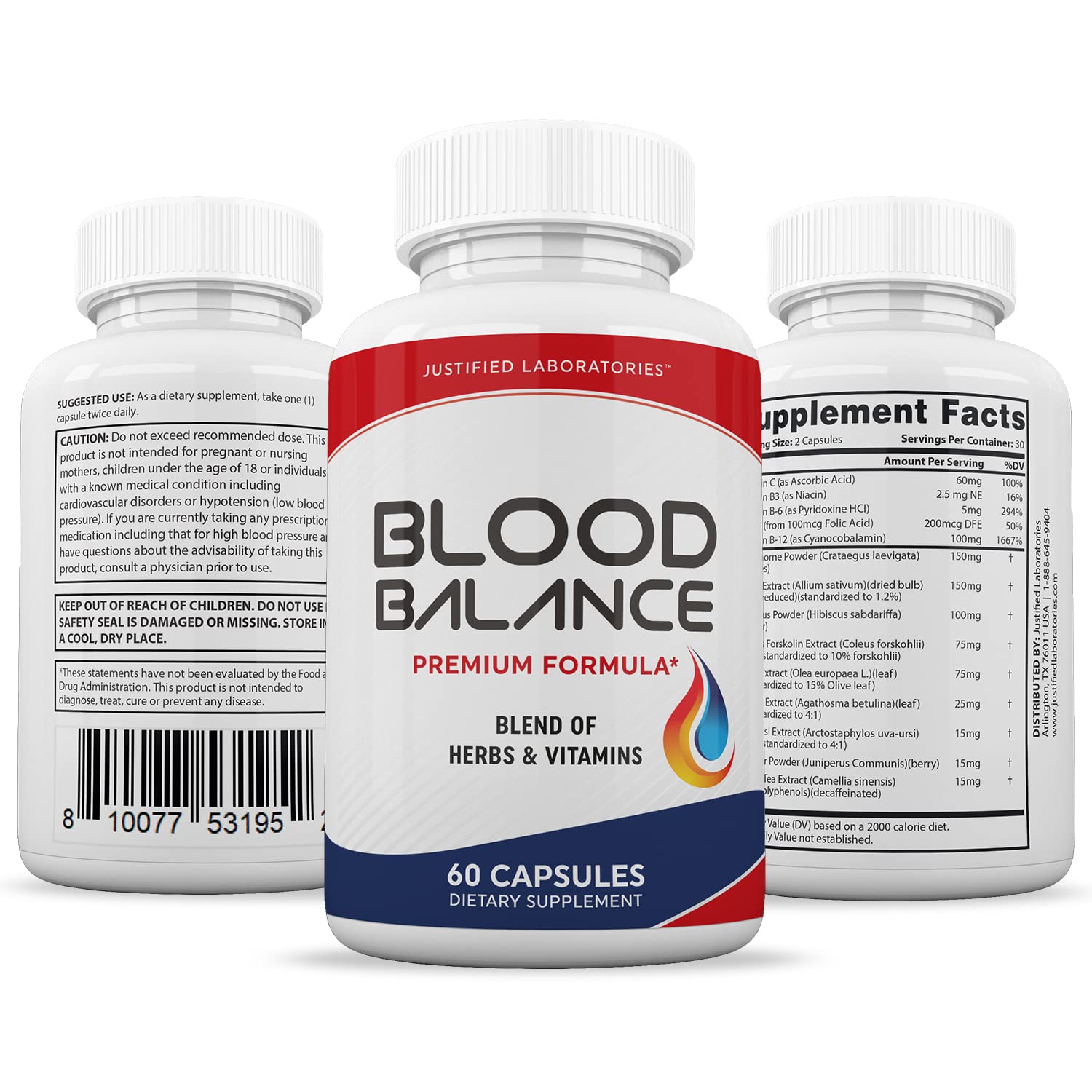 (3 Pack) Blood Balance Advanced Formula 620MG Supplement Pills 180 Capsules Justified Laboratories