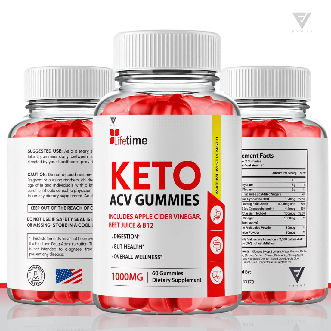 (3 Pack) Lifetime Keto Plus ACV Gummies Advanced Weight Loss AVC, Life Time Keto ACV