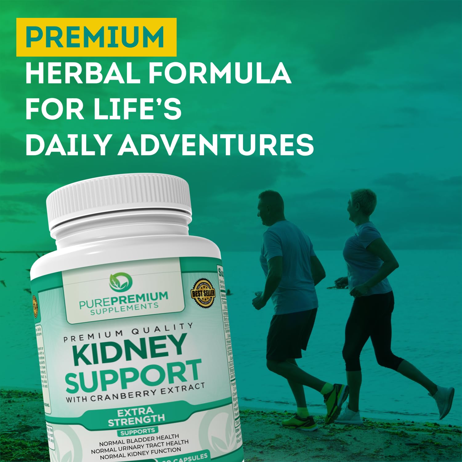 PurePremium Kidney Support Supplement with Cranberry Extract - Kidney Cleanse, Detox