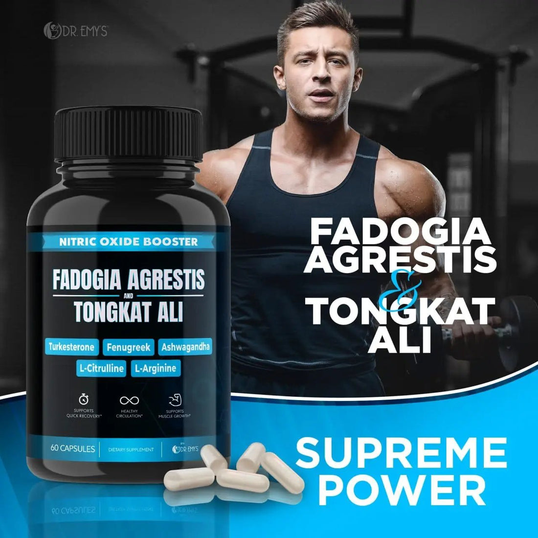 (2 Pack) Tongkat Ali Fadogia Agrestis Nitric Oxide Ashwagandha Supplement for Men