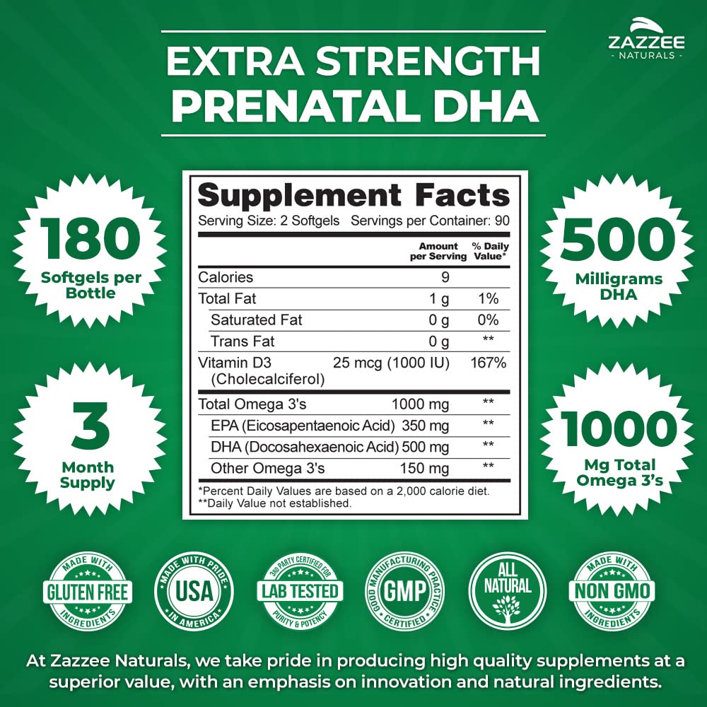 Zazzee Myo-Inositol Powder and Extra Strength Prenatal DHA Zazzee