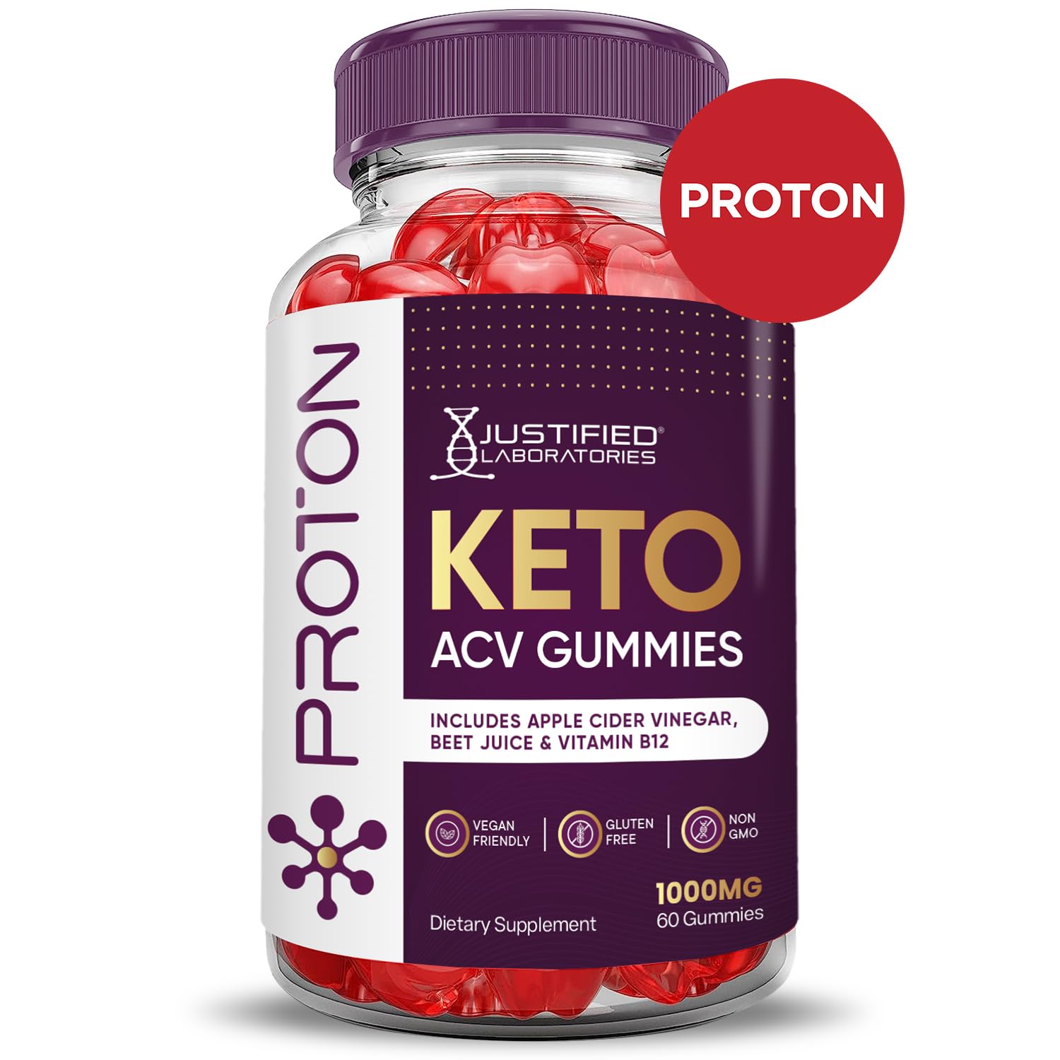 (3 Pack) Proton Protein Keto ACV Gummies Advanced Formula 1000MG Proton Keto Justified Laboratories