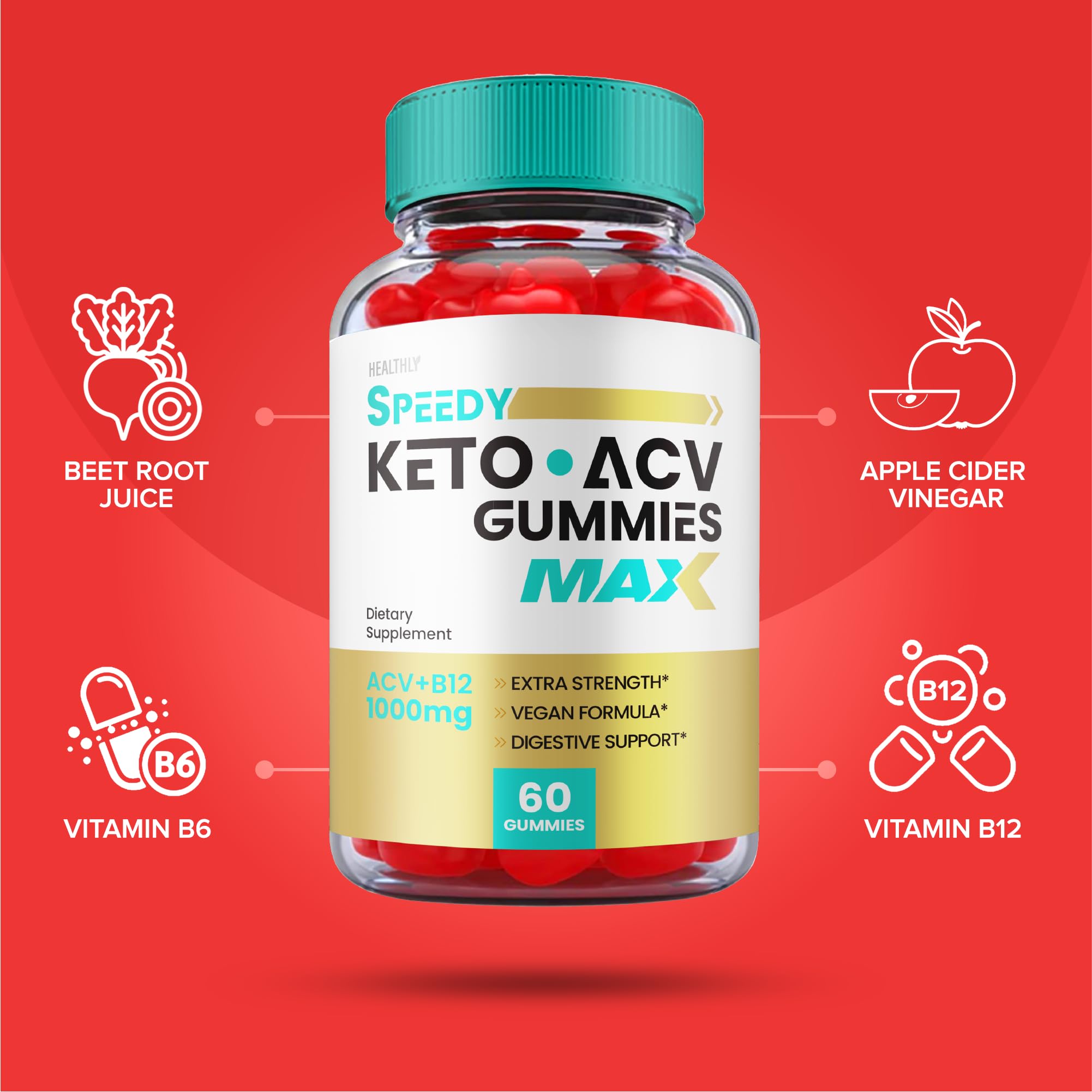 (2 Pack) Speedy Keto ACV Gummies Maximum Strength, Speedy Keto Plus ACV Gummies Healthly