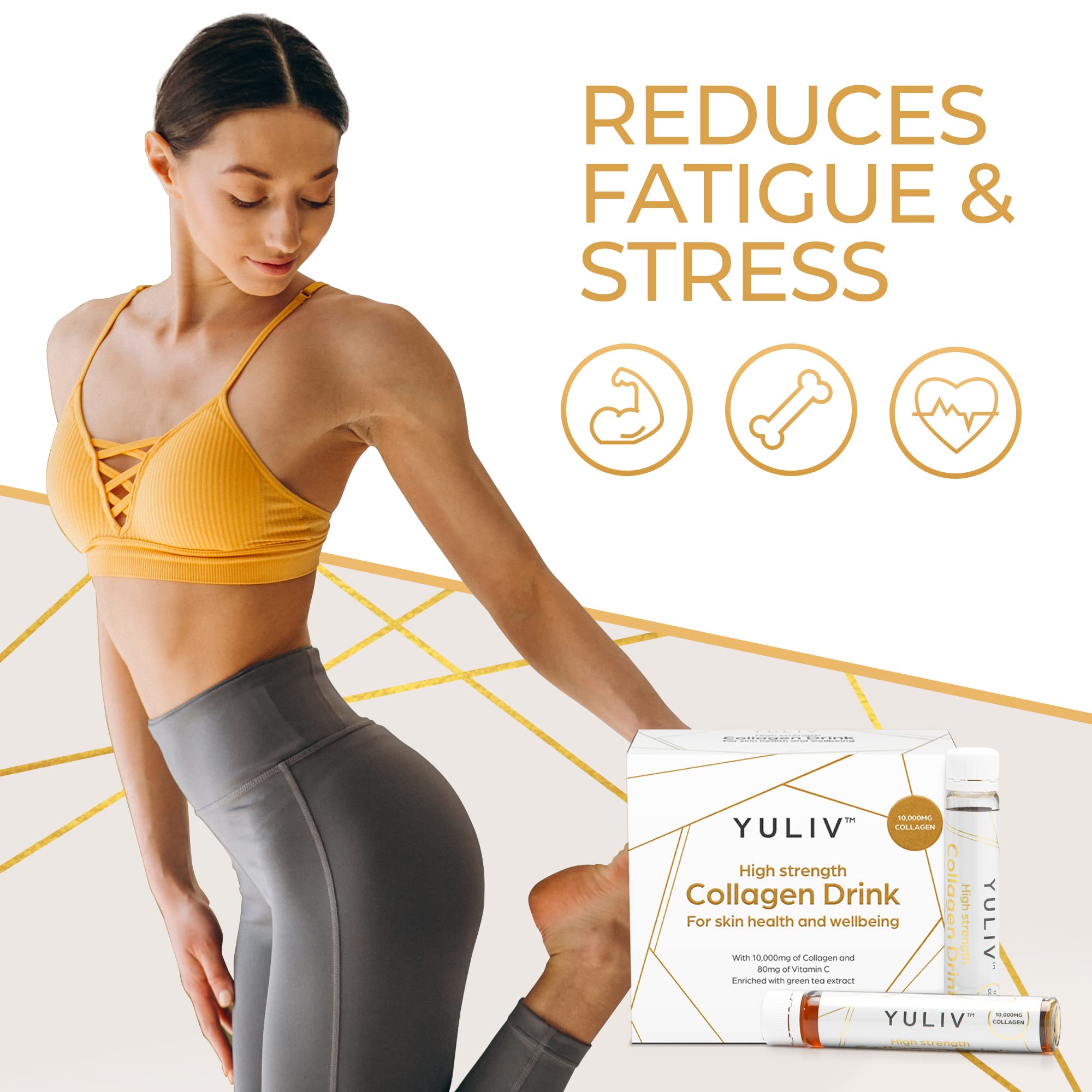 Yuliv High-Dosage Hydrolyzed Collagen Drink - Liquid Collagen Peptides (10000 mg) with Vitamin C for Hair, Skin, and Nails Yuliv