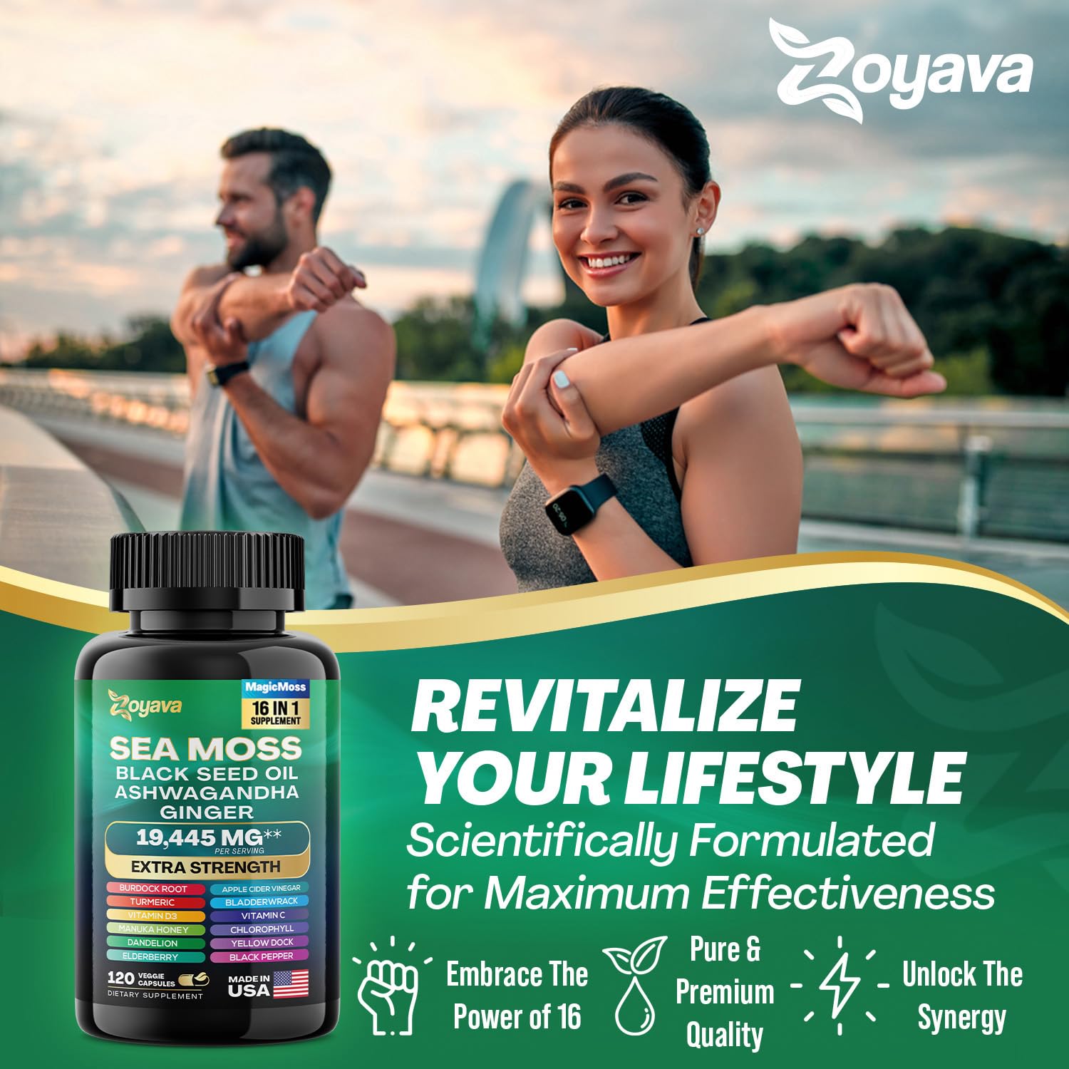 Zoyava Sea Moss 7000mg Black Seed Oil 4000mg Ashwagandha 2000mg Turmeric Zoyava