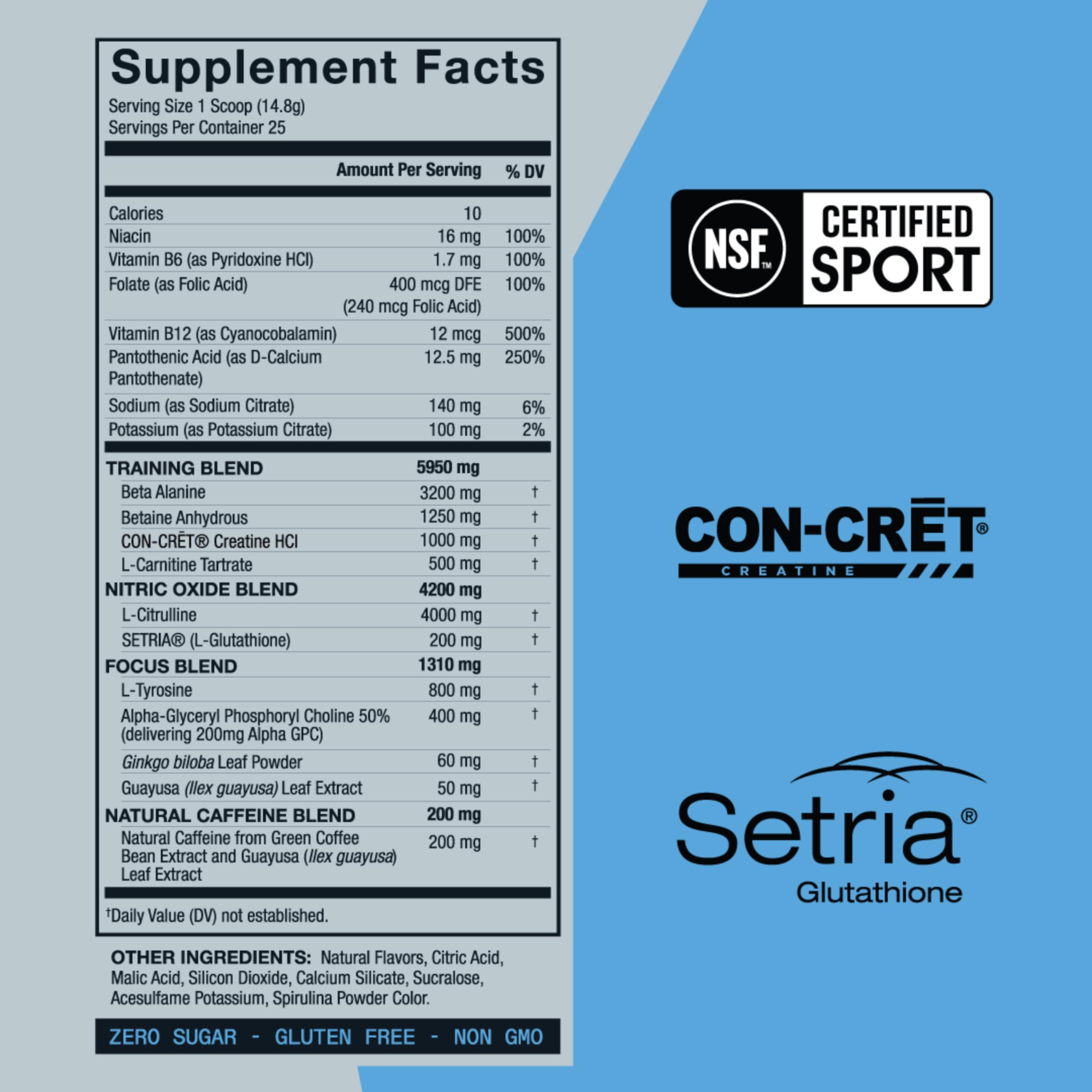 ZOA+ Pre Workout Powder, Fruit Punch - NSF Certified for Sport with Zero Sugar, Electrolytes ZOA