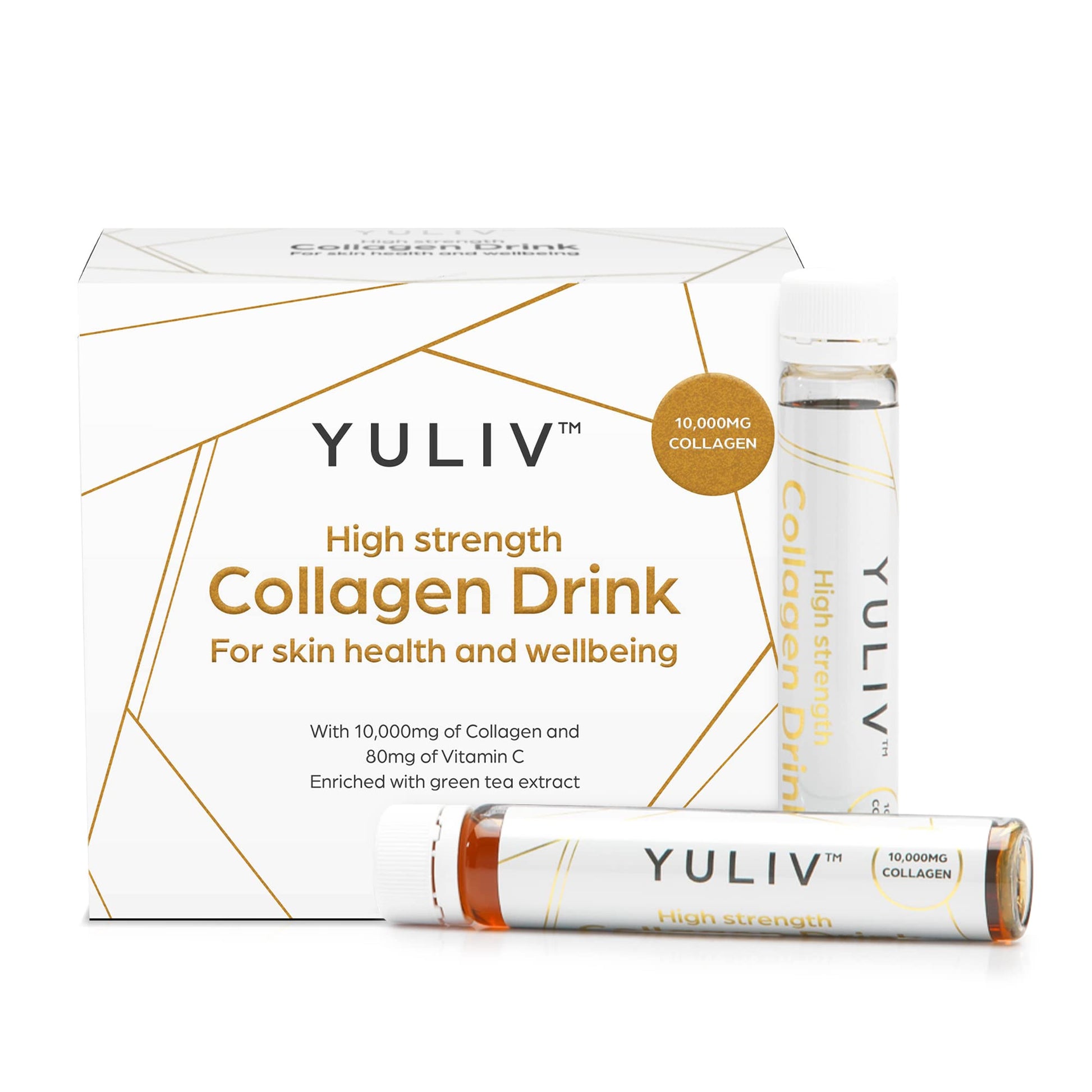Yuliv High-Dosage Hydrolyzed Collagen Drink - Liquid Collagen Peptides (10000 mg) with Vitamin C for Hair, Skin, and Nails