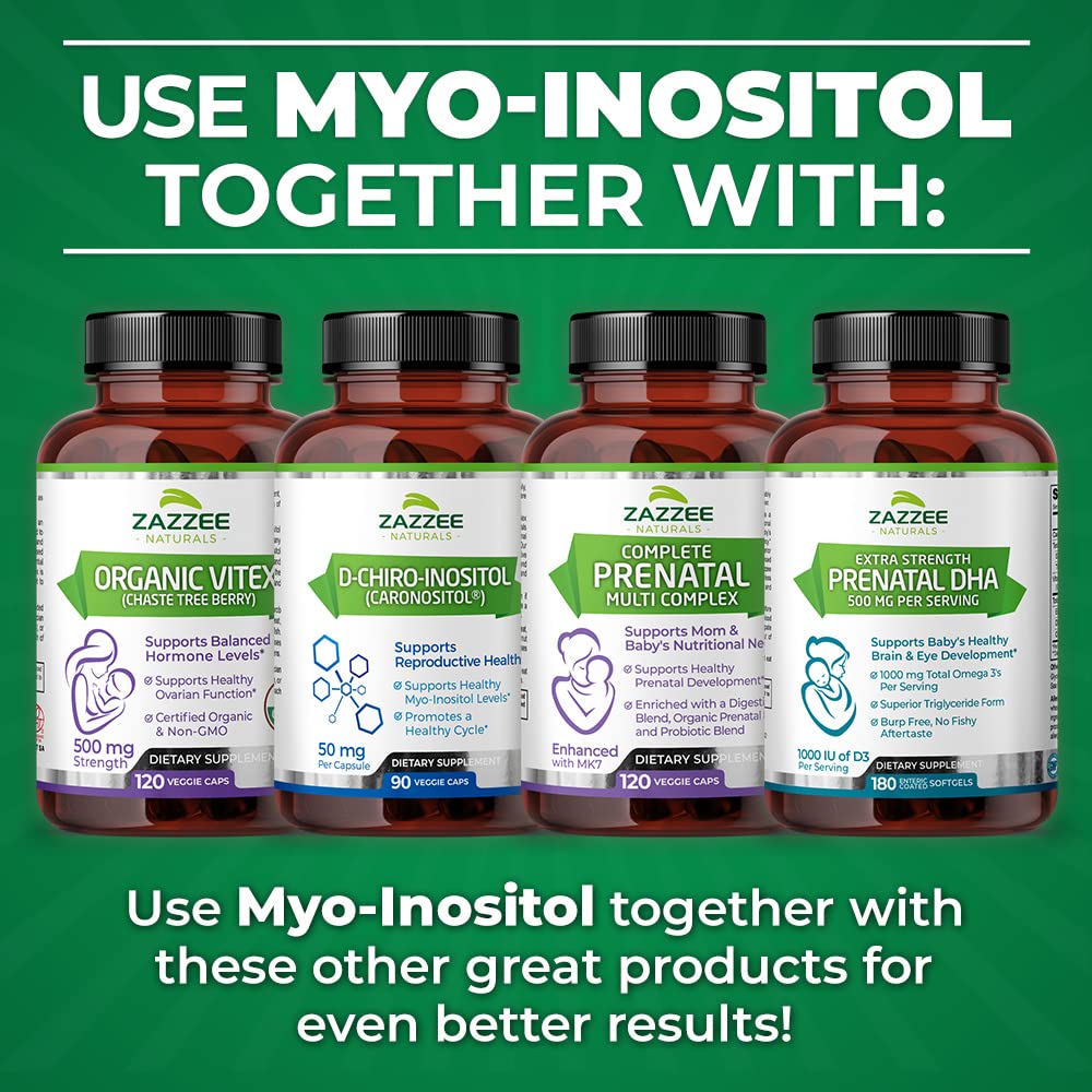 Zazzee Myo-Inositol Capsules and Extra Strength Prenatal Multi Complex Zazzee
