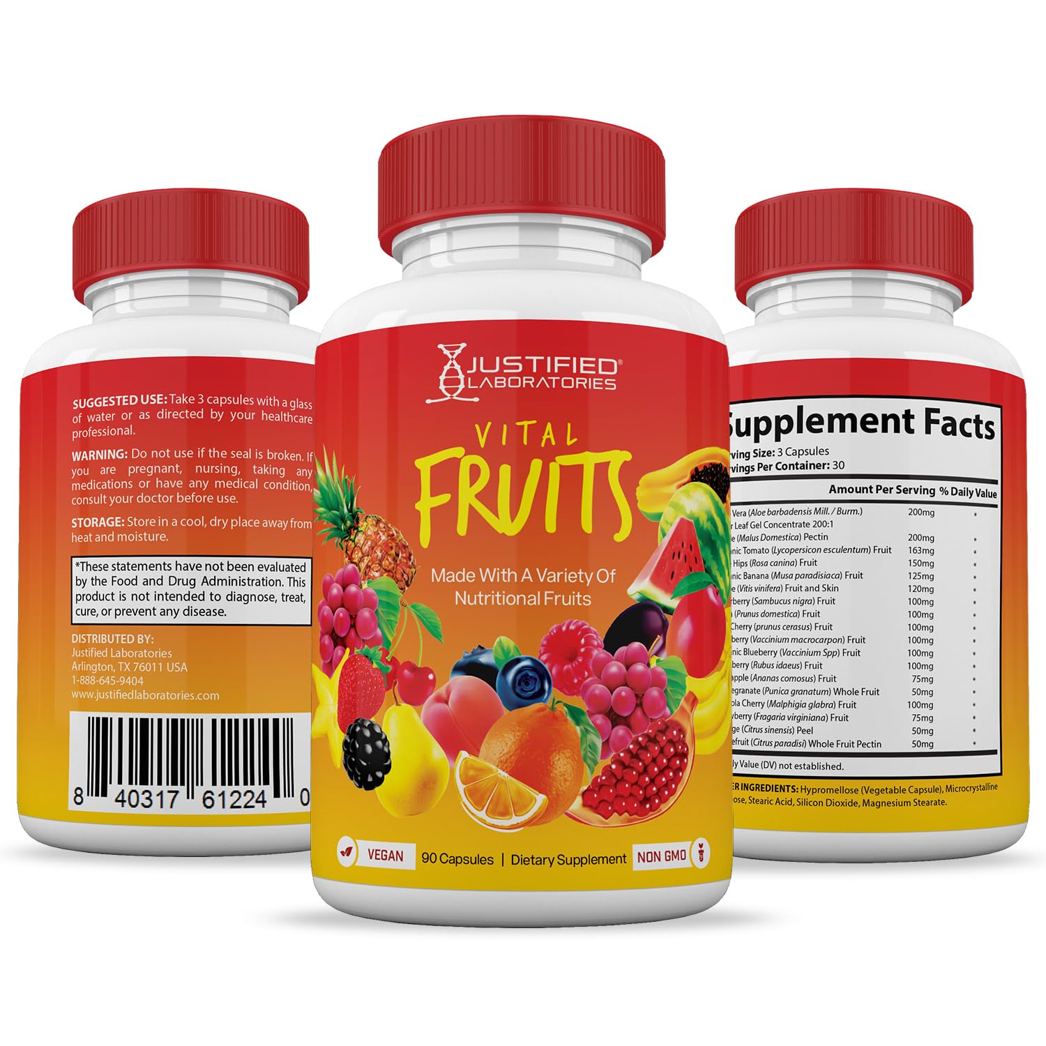 (20 Pack) Vital Fruits and Veggies Supplement Whole Food Red & Green Superfoods Justified Laboratories