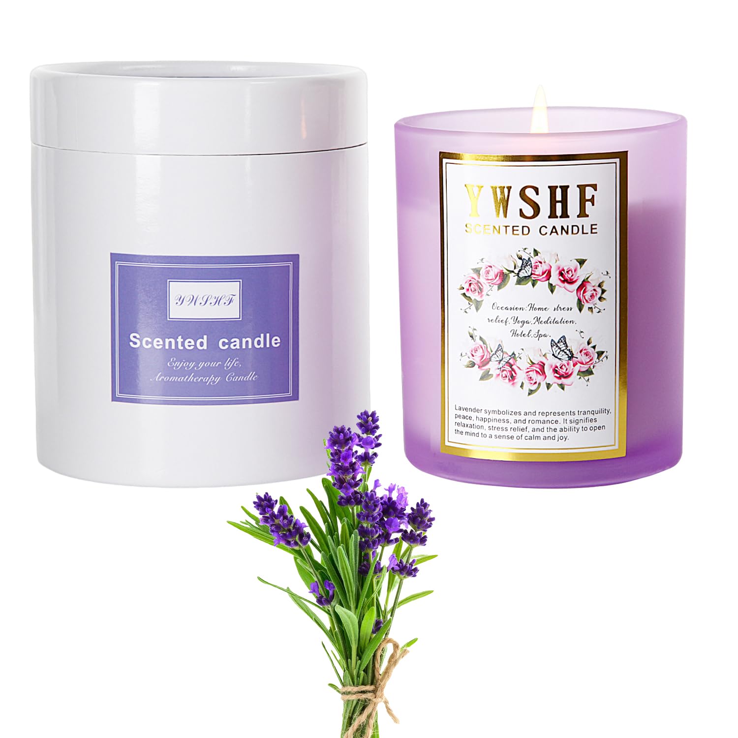 YWSHF Aromatherapy Candles,Scented Candle,Lavender Candle,8.5oz Stree Relief Candles Gift