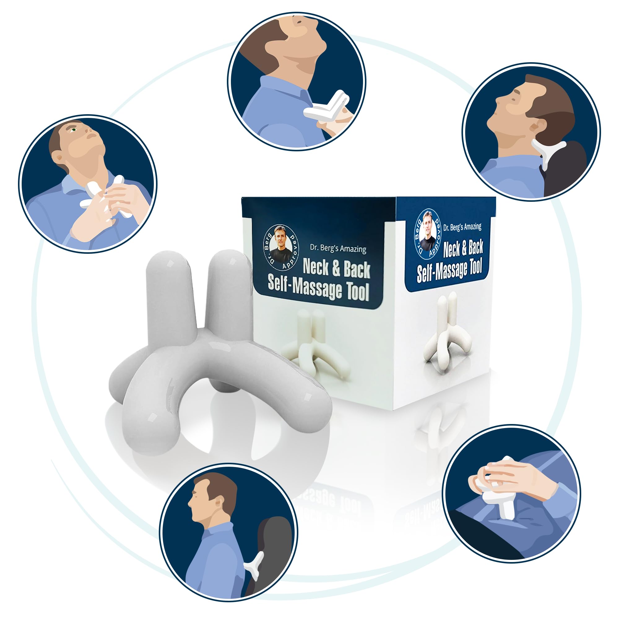 Dr. Bergβs Self-Massage Tool, Best for Back Pain Relief, Handheld Neck and Lower Back