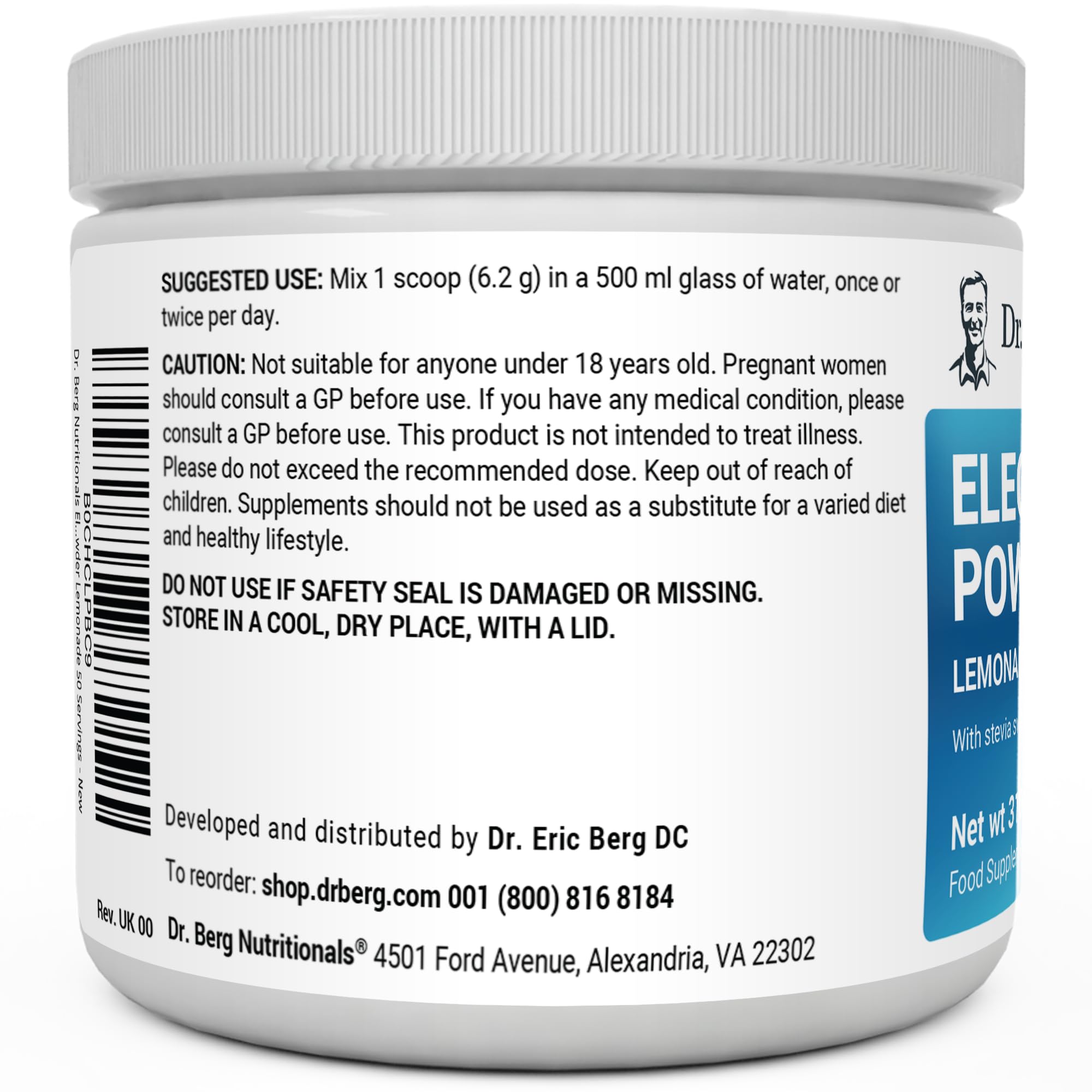 Dr. Berg Electrolyte Powder - Electrolyte Drink Supplements with 1000mg Potassium