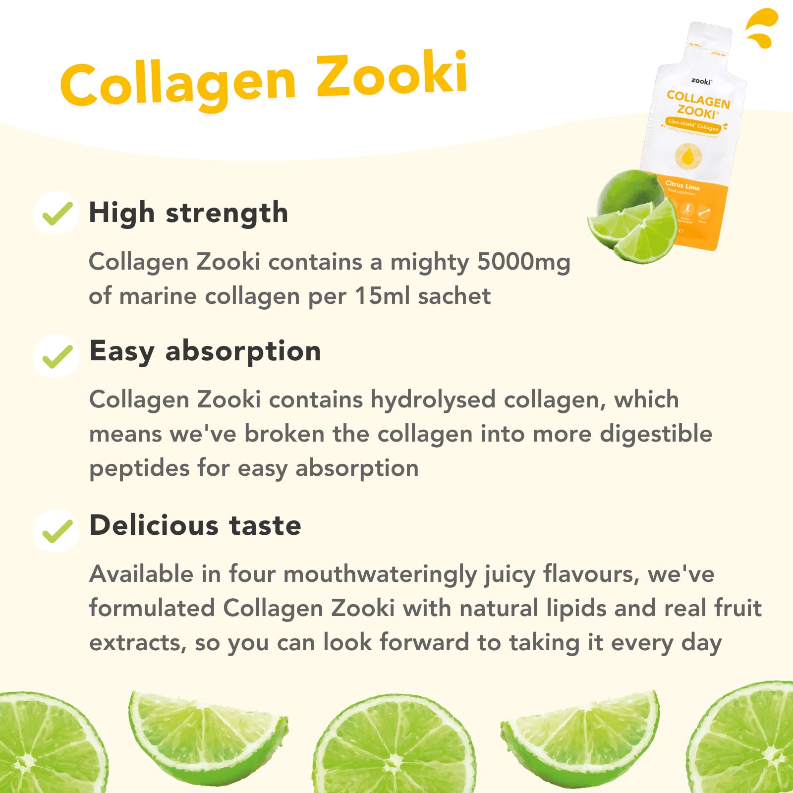 Zooki 5000mg Marine Collagen Liquid Sachets | Hydrolysed Marine Collagen Peptides yourzooki