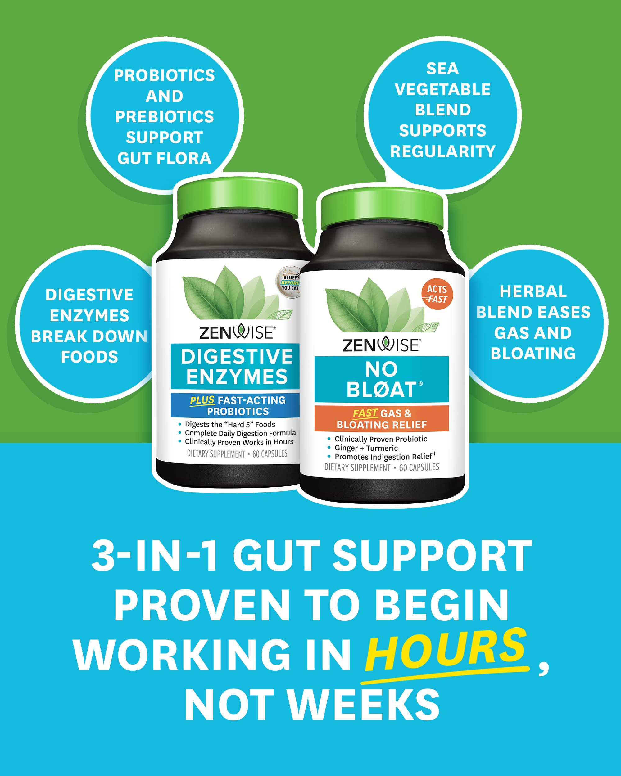 Zenwise Health Digestive Bliss Bundle - Digestive Enzymes, NO BLØAT Zenwise Health