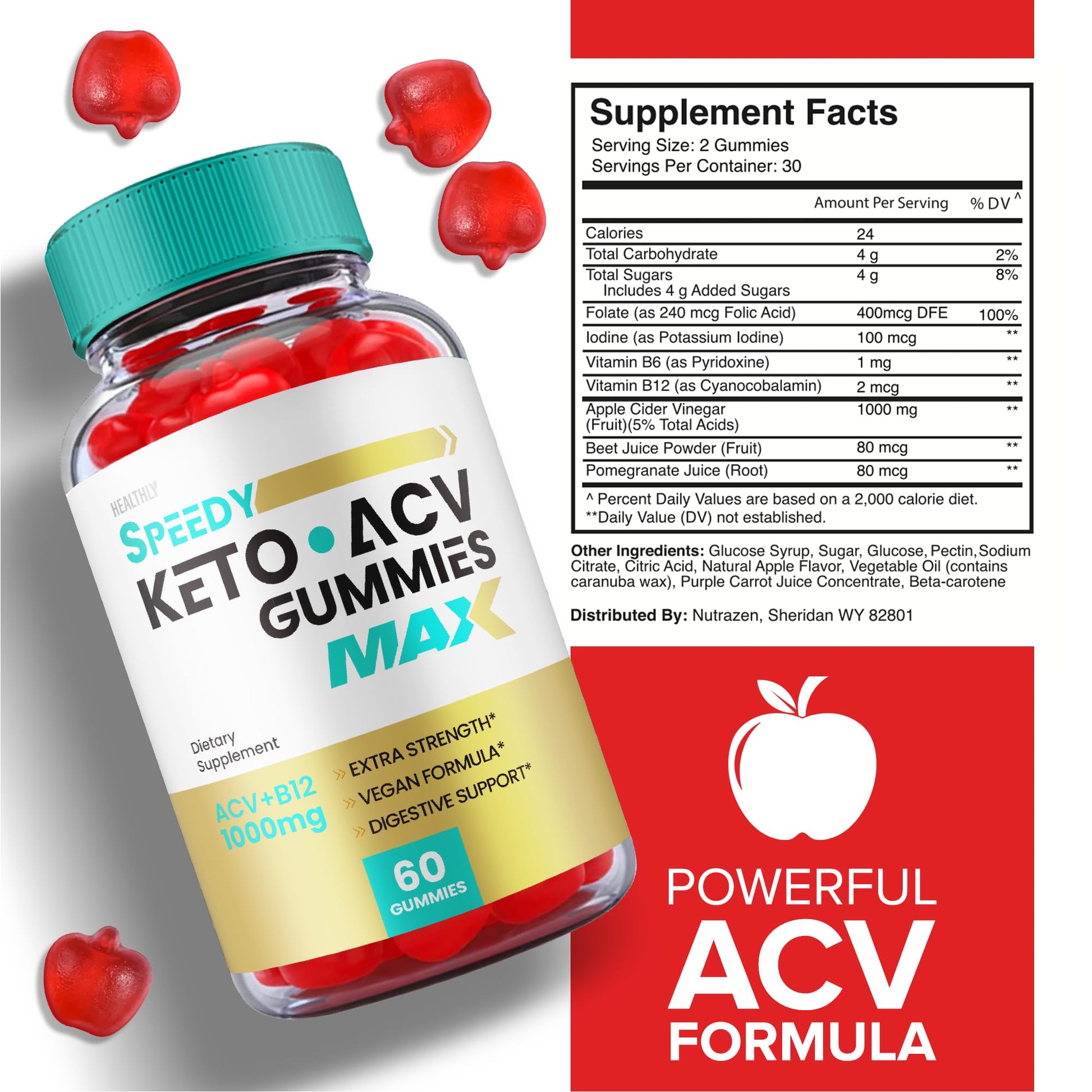 (2 Pack) Speedy Keto ACV Gummies Maximum Strength, Speedy Keto Plus ACV Gummies Healthly