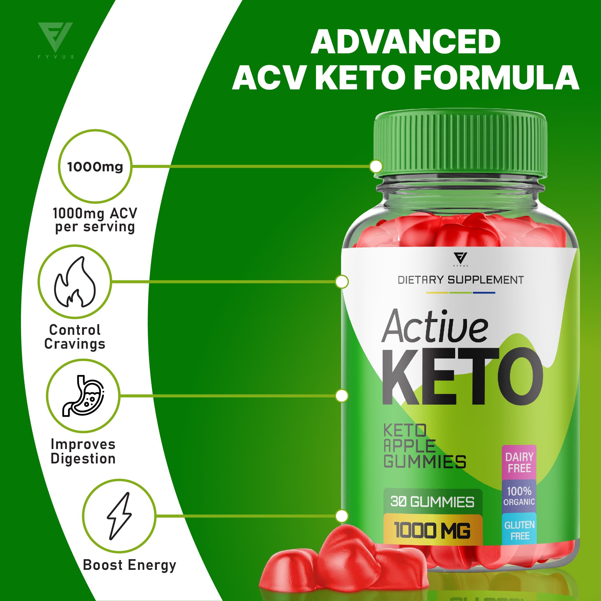 (3 Pack) Active Keto Gummies for Weight Loss Active Keto ACV Gummies Advanced Fyvus