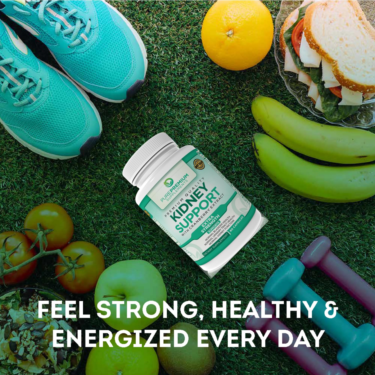 PurePremium Kidney Support Supplement with Cranberry Extract - Kidney Cleanse, Detox