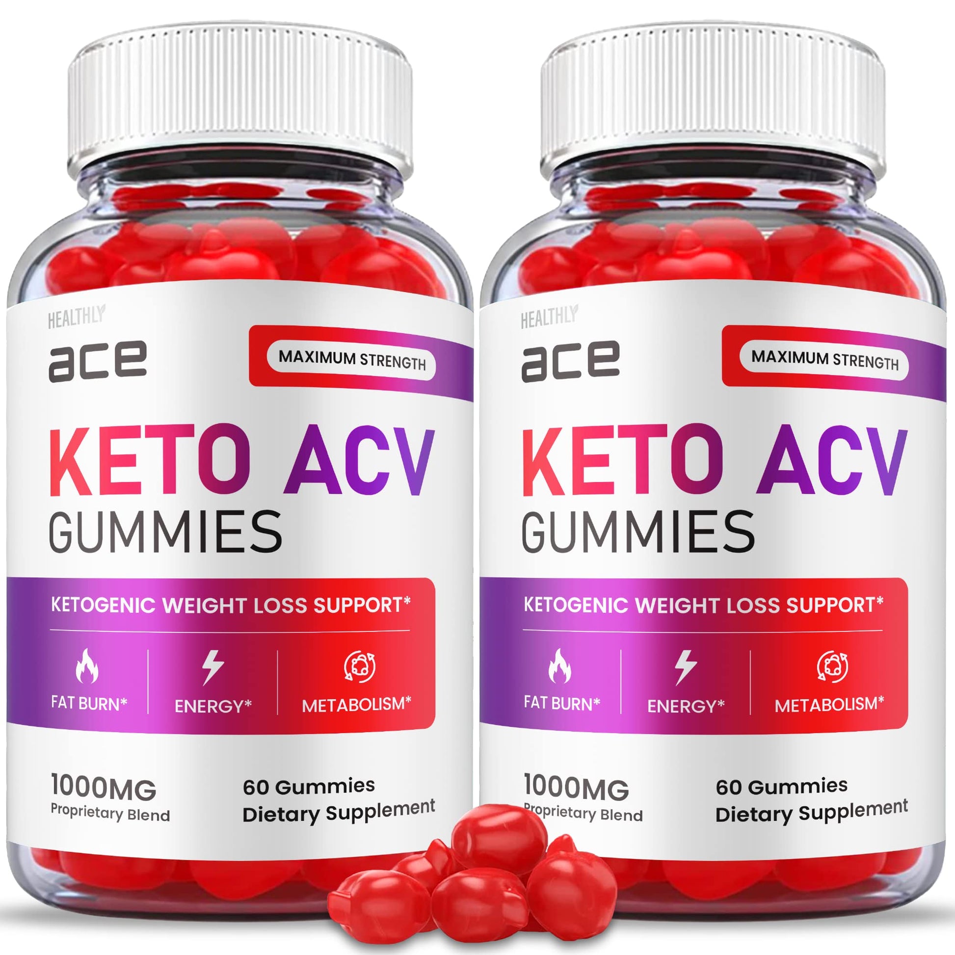 (2 Pack) Ace Keto Gummies - Official Formula, Vegan - Ace Keto ACV Gummies, Keto Ace Gummies