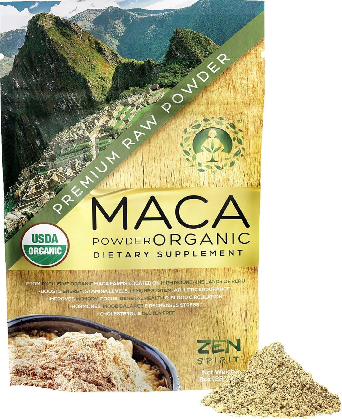 Zen Spirit Maca Root Powder Organic - Peruvian Root Premium Grade Superfood (Raw)