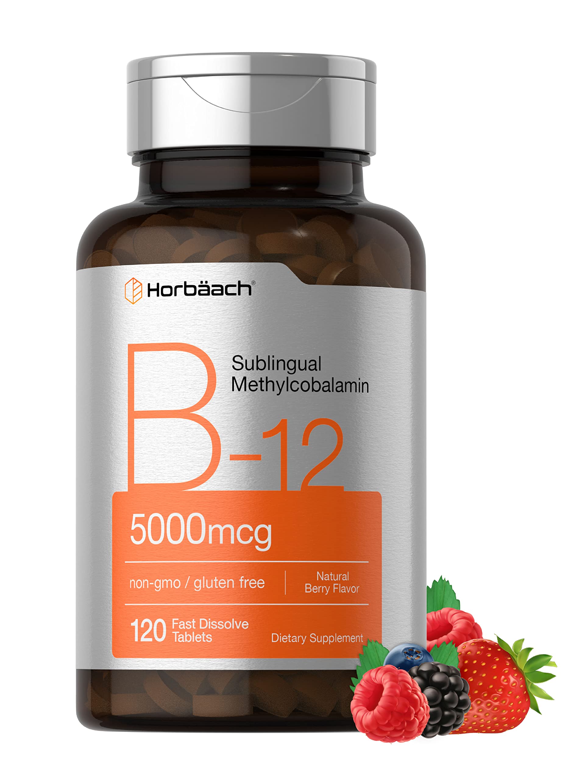 Horbäach B12 Sublingual Methylcobalamin | 5000mcg | 120 Fast Dissolve Tablets
