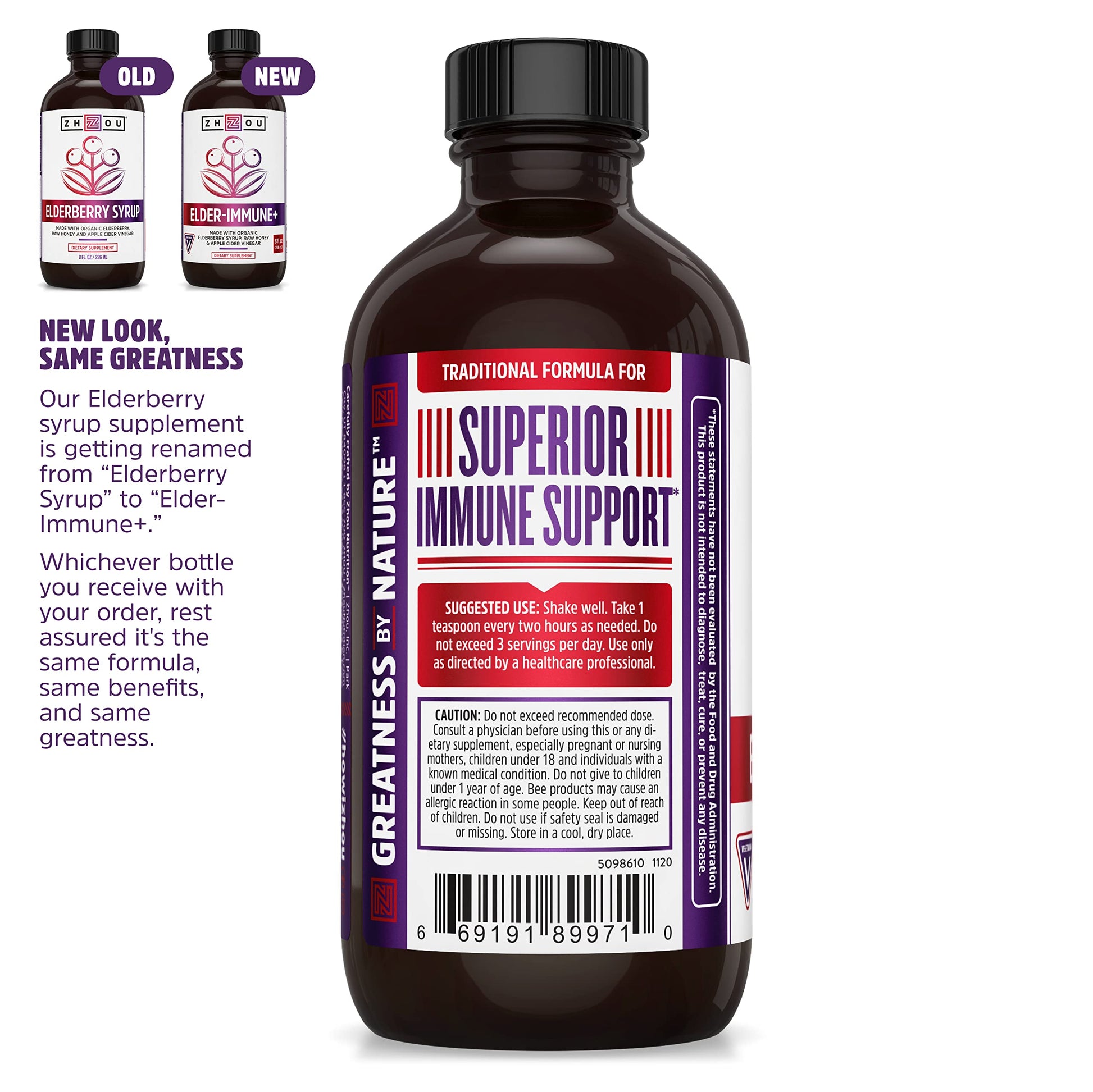 Zhou Nutrition Elderberry Syrup, Immune System Booster with Organic Elderberry Syrup Zhou Nutrition
