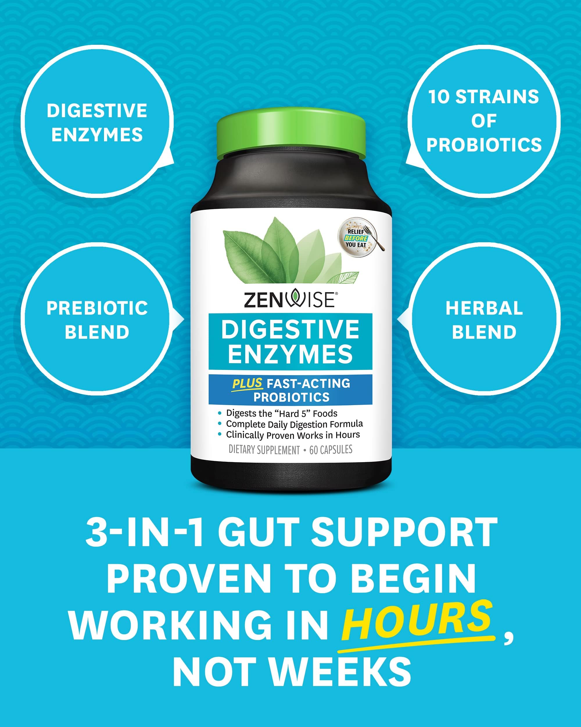 Zenwise Health Digestive Enzymes - Probiotic Multi Enzymes with Probiotics Zenwise Health