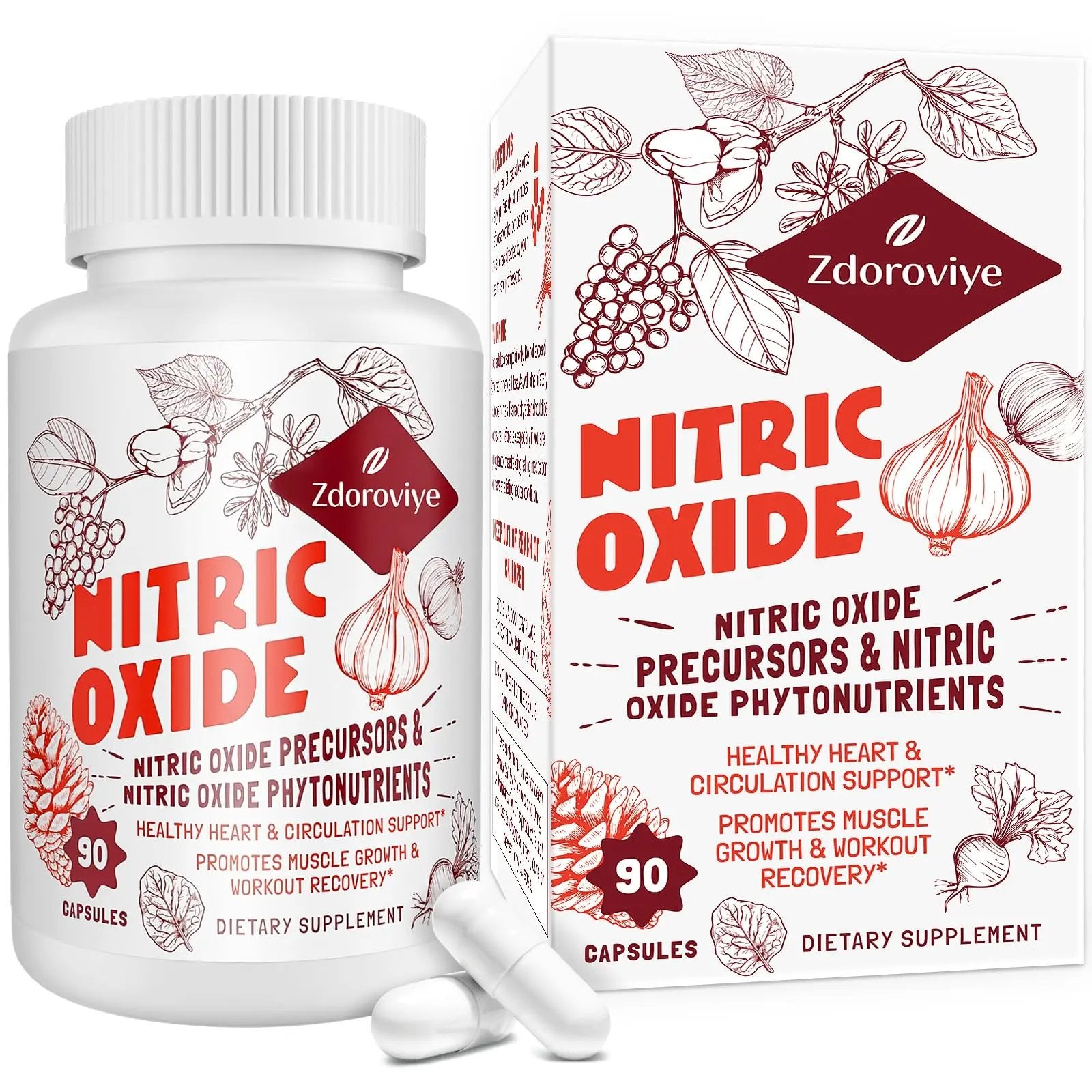 Zdoroviye Nitric Oxide Supplement for Men Women, Nitric Oxide Precursor & Nitric Oxide